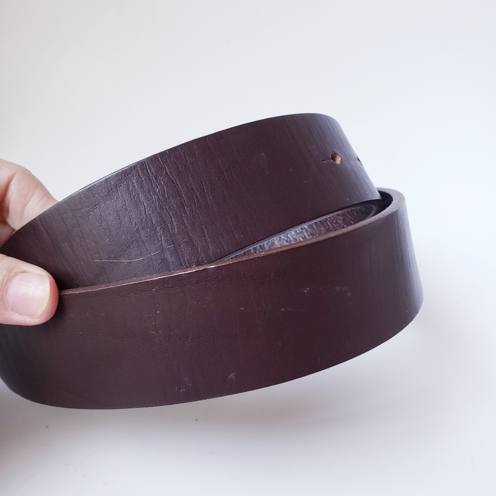 Vintage Abercrombie And Fitch Brown Leather Belt With Large Silver Buckle - Picture 8 of 16